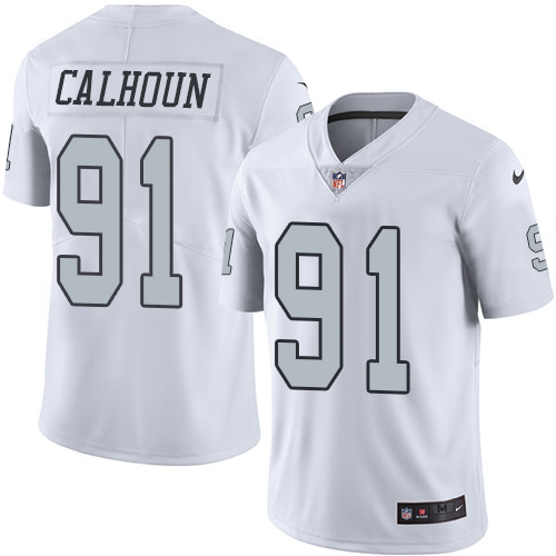 Youth Limited Shilique Calhoun Nike Jersey White - #91 Rush NFL Oakland Raiders